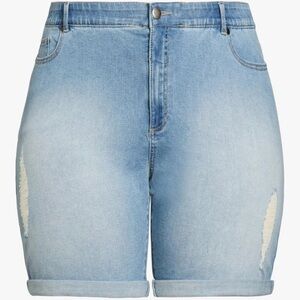 Women's Plus Size Blue Denim Stretch Shorts